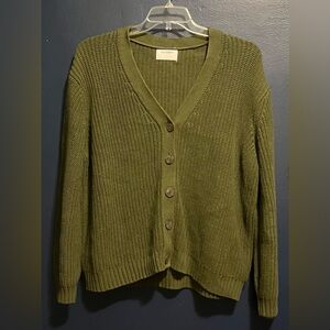 Old Navy Olive Green Knit Button-Up Cardigan